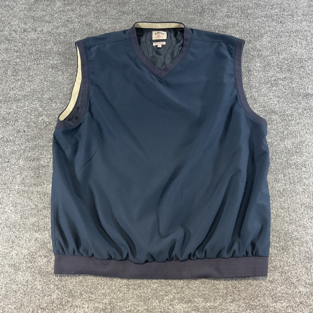 Callaway Golf XL Navy Sleeveless Windbreaker Vest Mens Lightweight V Neck Pullov